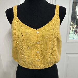 American Eagle Yellow Lace Button-Up Women's Top size Small - NWOT
